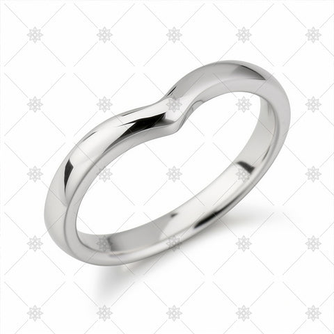 V Shaped Wedding Ring Plain white Gold - A21002