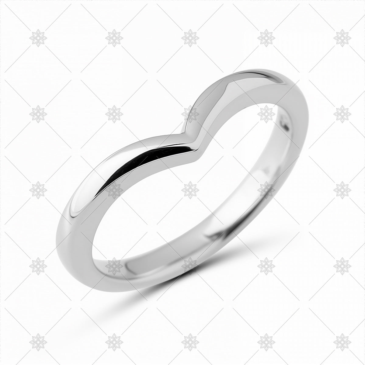 V Shaped Wedding Ring Plain white Gold - A21003
