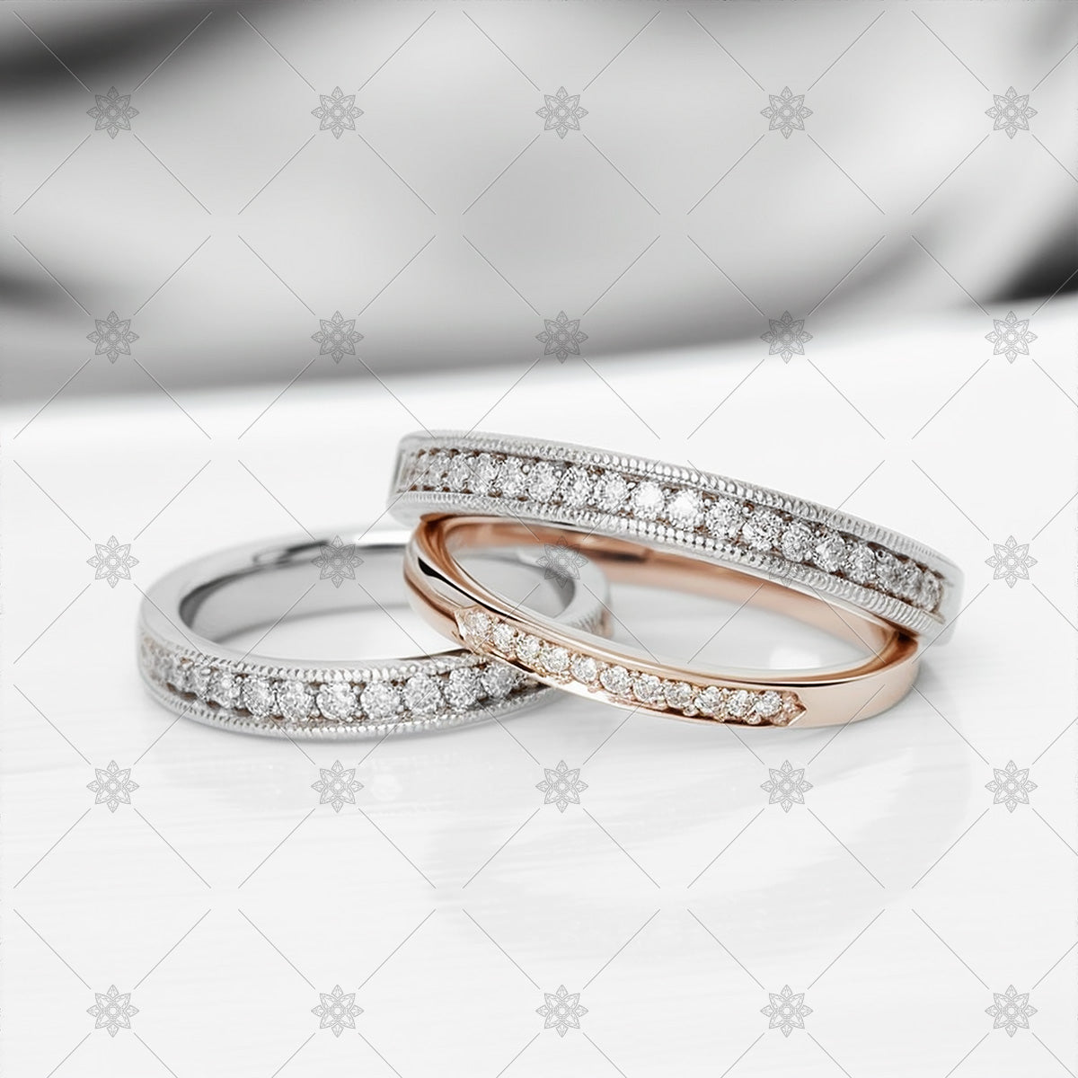 Diamond Set Wedding Rings - A21005