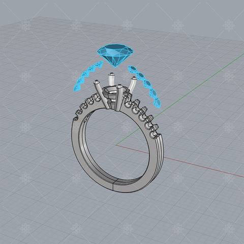 Diamond Ring 3D CAD Exploded View - A31005