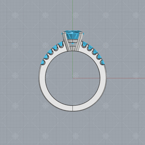 Diamond Ring 3D CAD Side View - A31007