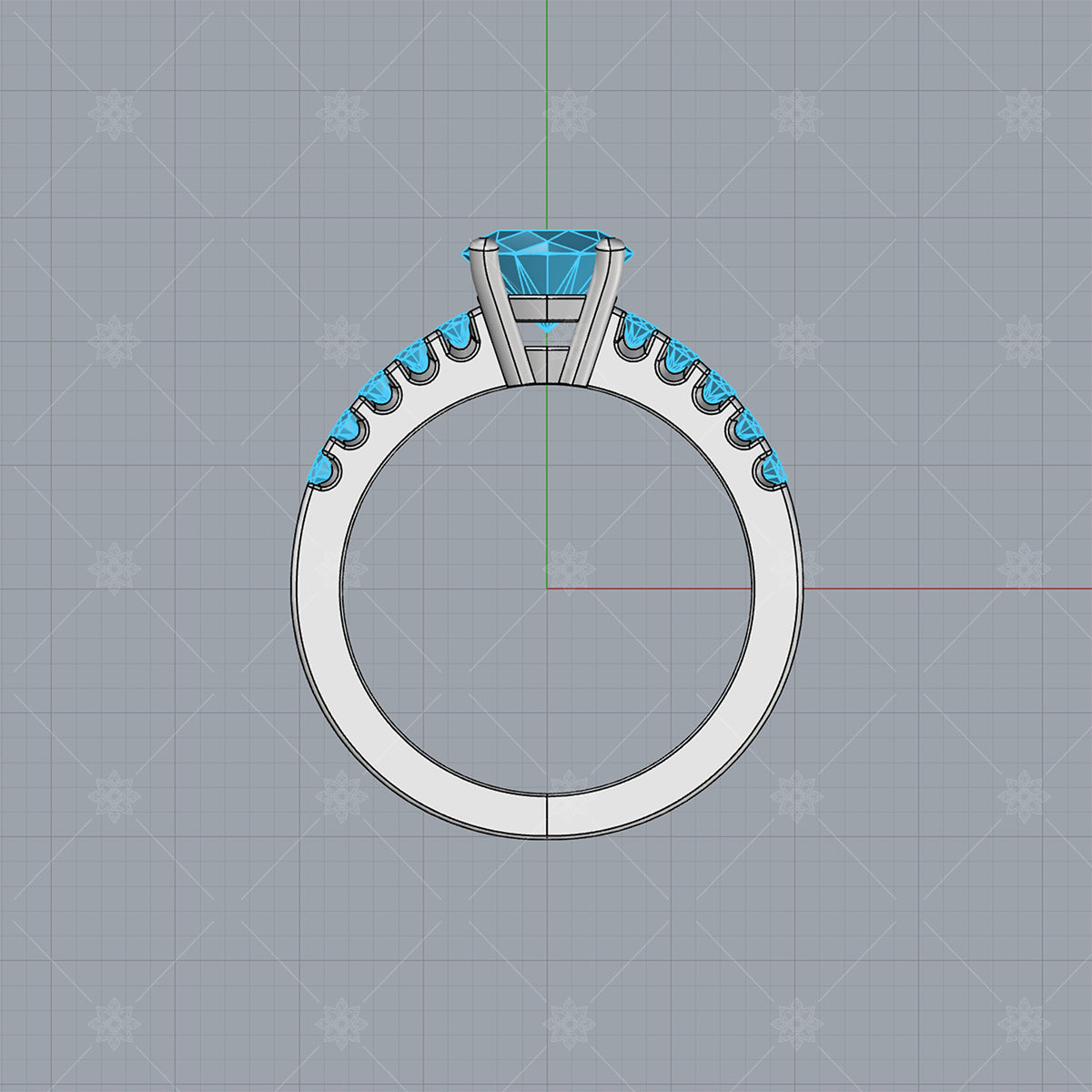 Diamond Ring 3D CAD Side View - A31007