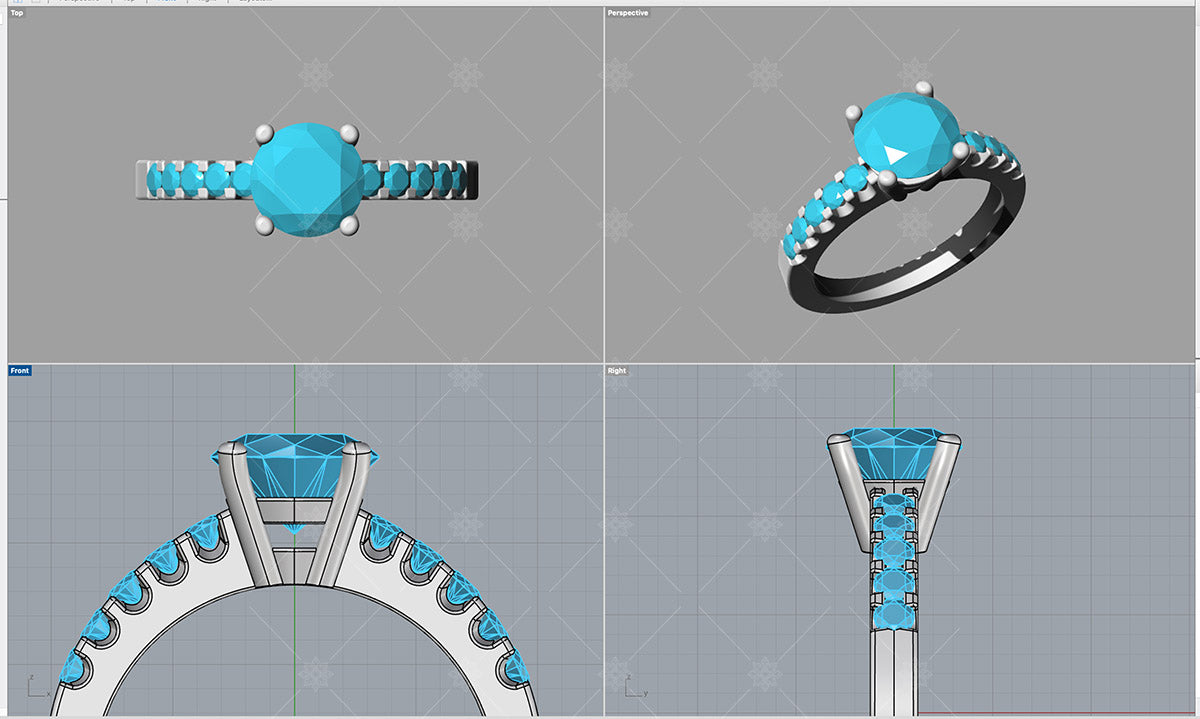 Diamond Ring 3D CAD Elevations A31008 – JEWELLERY GRAPHICS