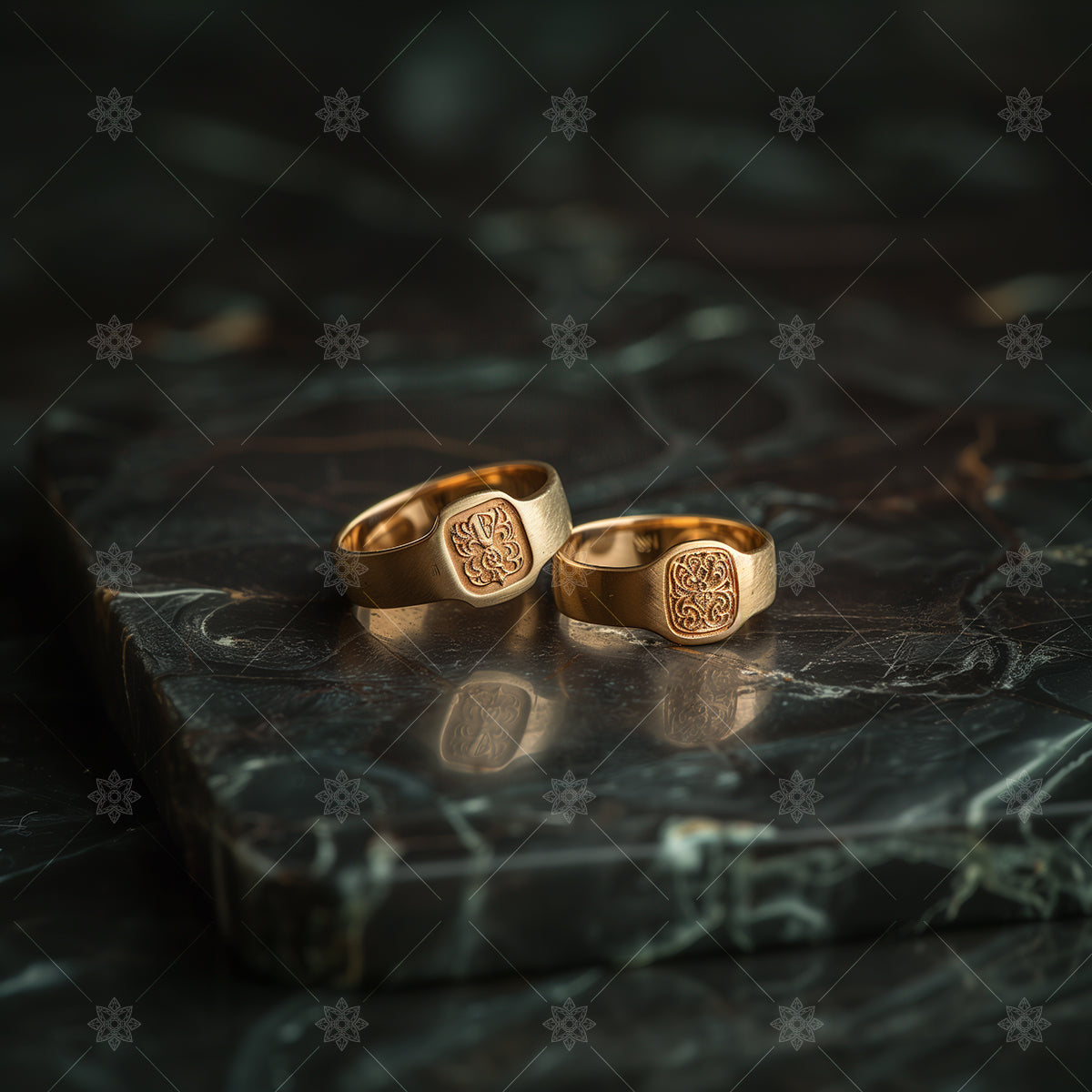 Gold Signet Rings with Engraved Crests A51002 – JEWELLERY GRAPHICS