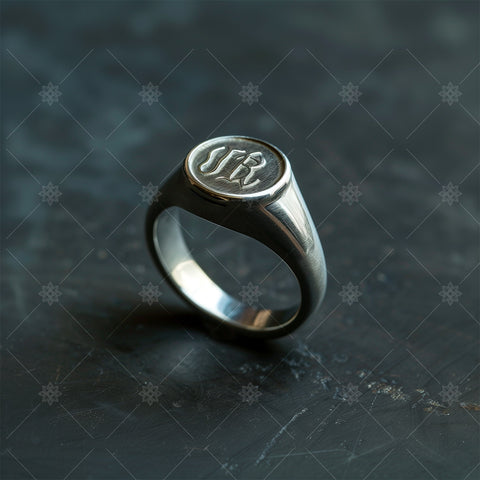 Round Signet Rings with Engraved Initials - A51003