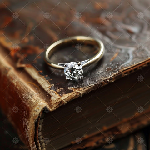 Diamond Ring on old leather book - A51011