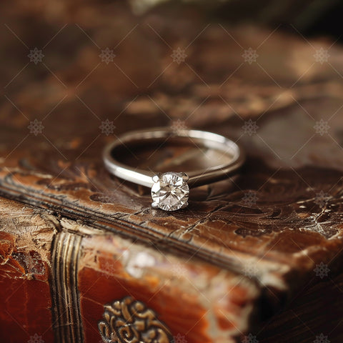 Diamond Ring on old leather book - A51012