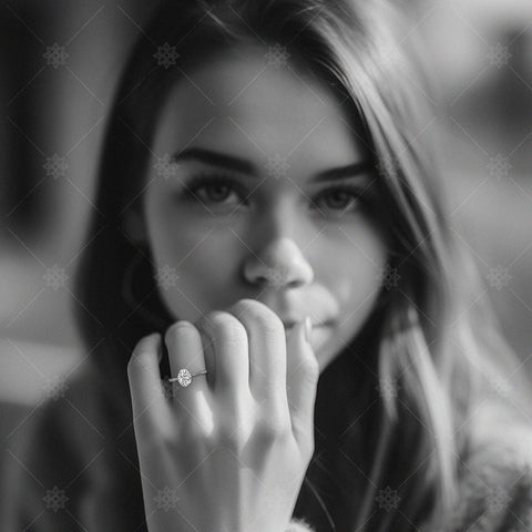 Girl wearing Diamond Engagement Ring - LJ1021