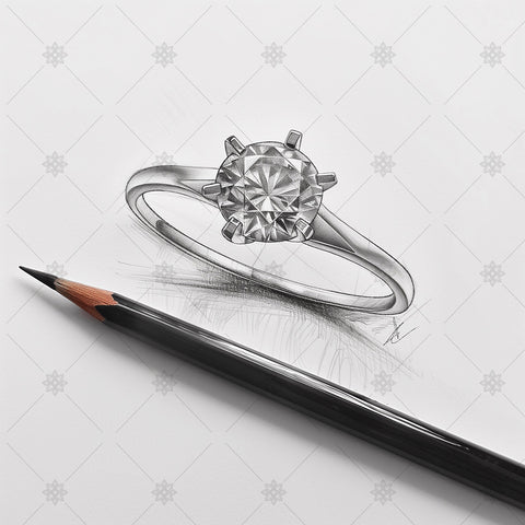 Diamond Ring Pencil Sketch - SK1069