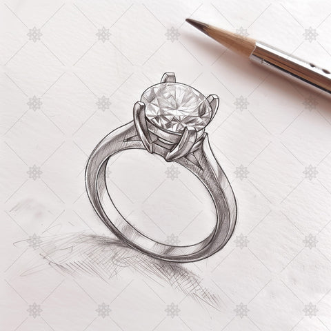Diamond Ring Pencil Sketch - SK1071