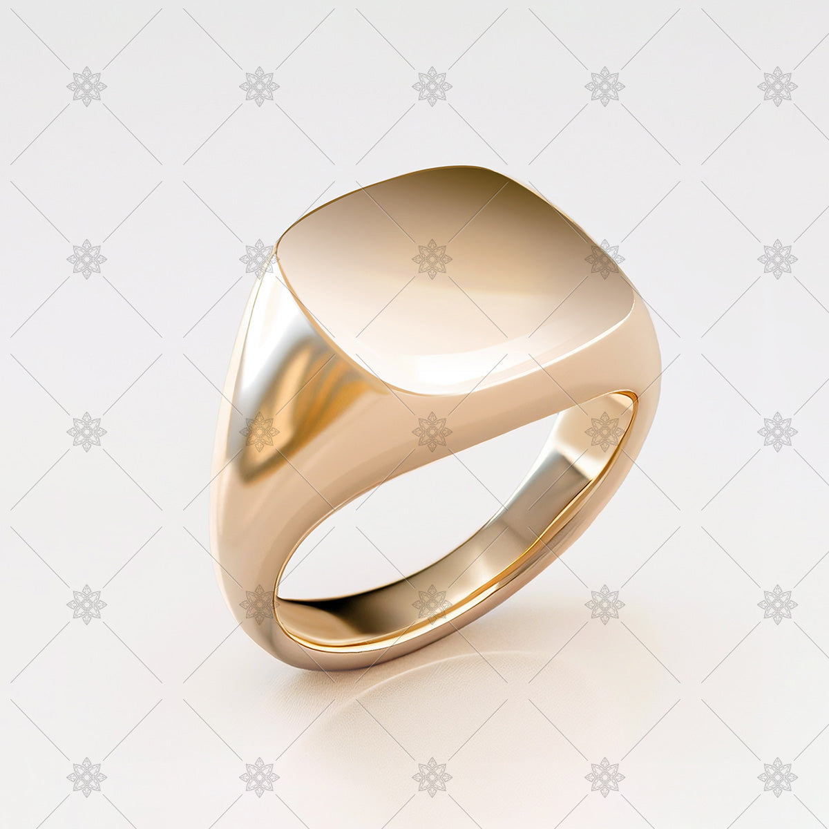 Gold Cushion Signet Ring - AI1066