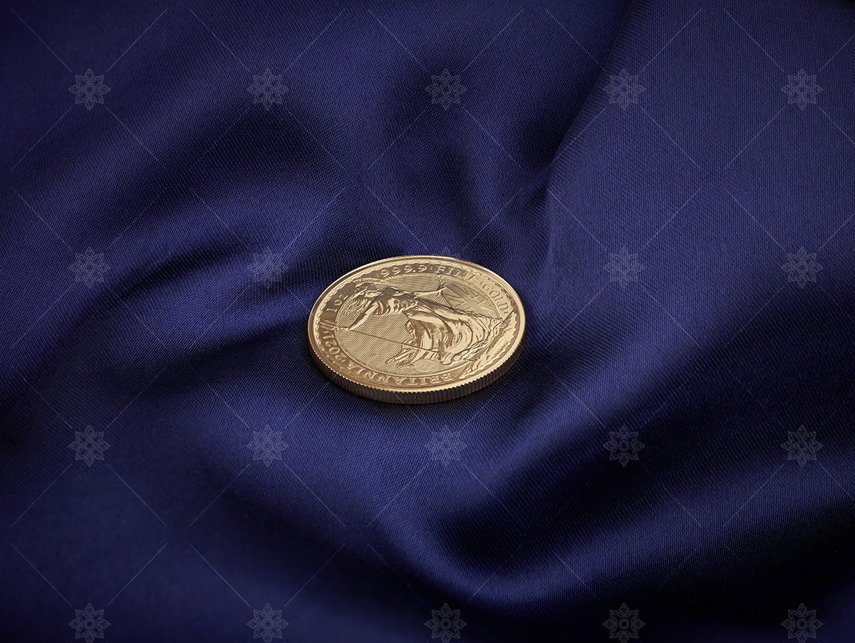 1oz Gold Bullion Coin on Blue Silk - BUL1001