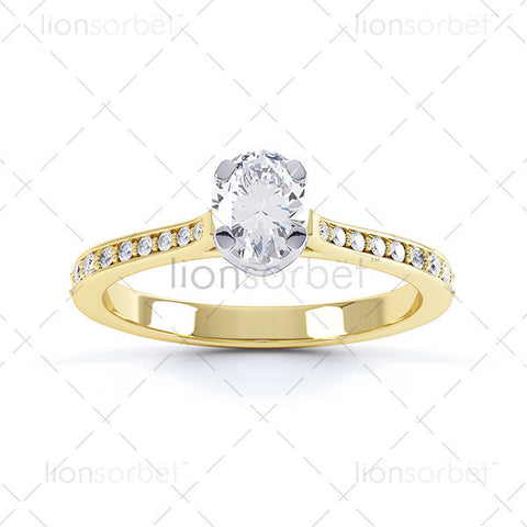 Oval Diamond Set Shoulders - DER1001