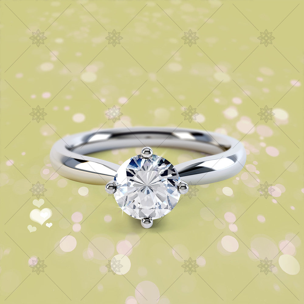 4 Claw Round Diamond Ring Yellow - CJ034