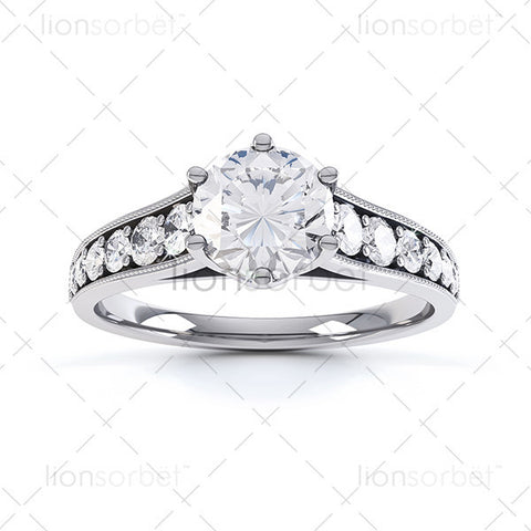 Round with Diamond Set Shoulders - E1006