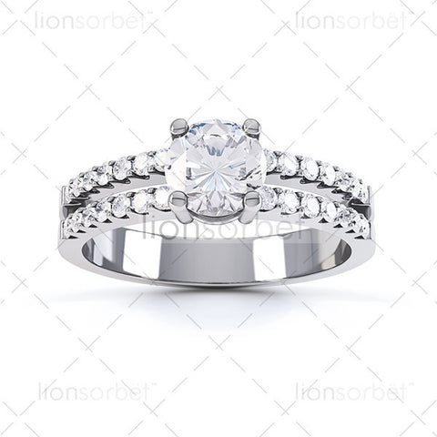 Round with Diamond Set Shoulders - E1007