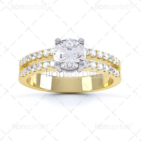 Round with Diamond Set Shoulders - E1007