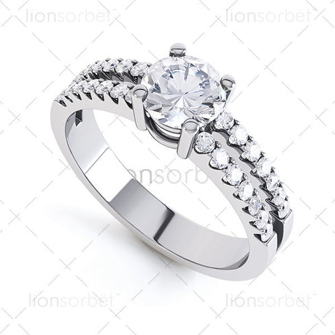 Round with Diamond Set Shoulders - E1007