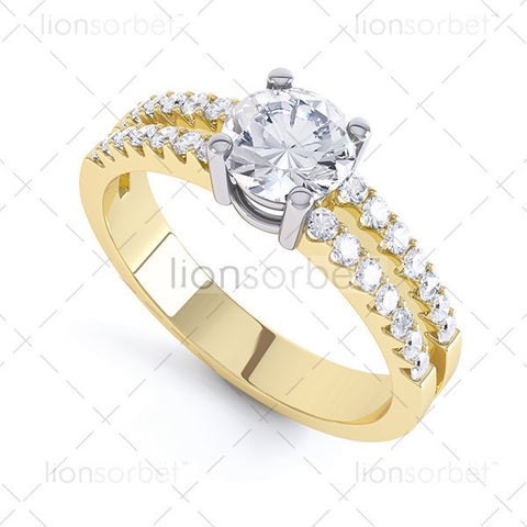 Round with Diamond Set Shoulders - E1007