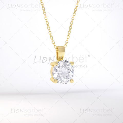 Diamond Pendant Image in Yellow Gold - P008