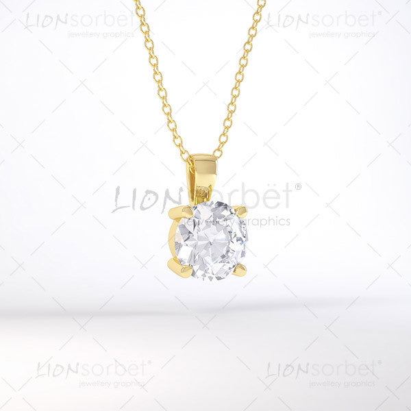 Diamond Pendant Image in Yellow Gold - P008