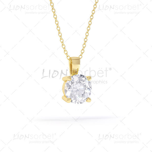 Diamond Pendant Image in Yellow Gold - P006