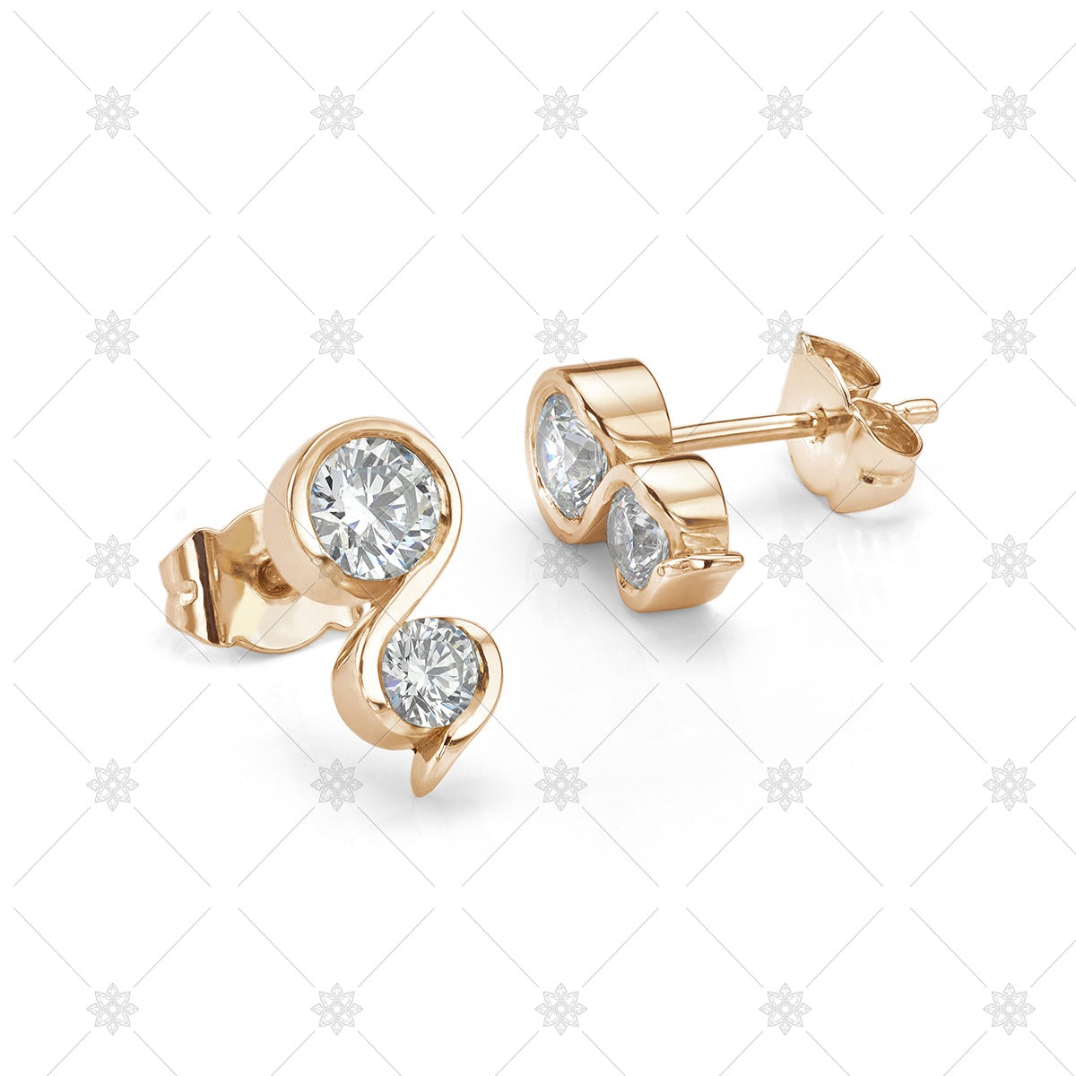 Two Stone Diamond Earrings - ED1001C