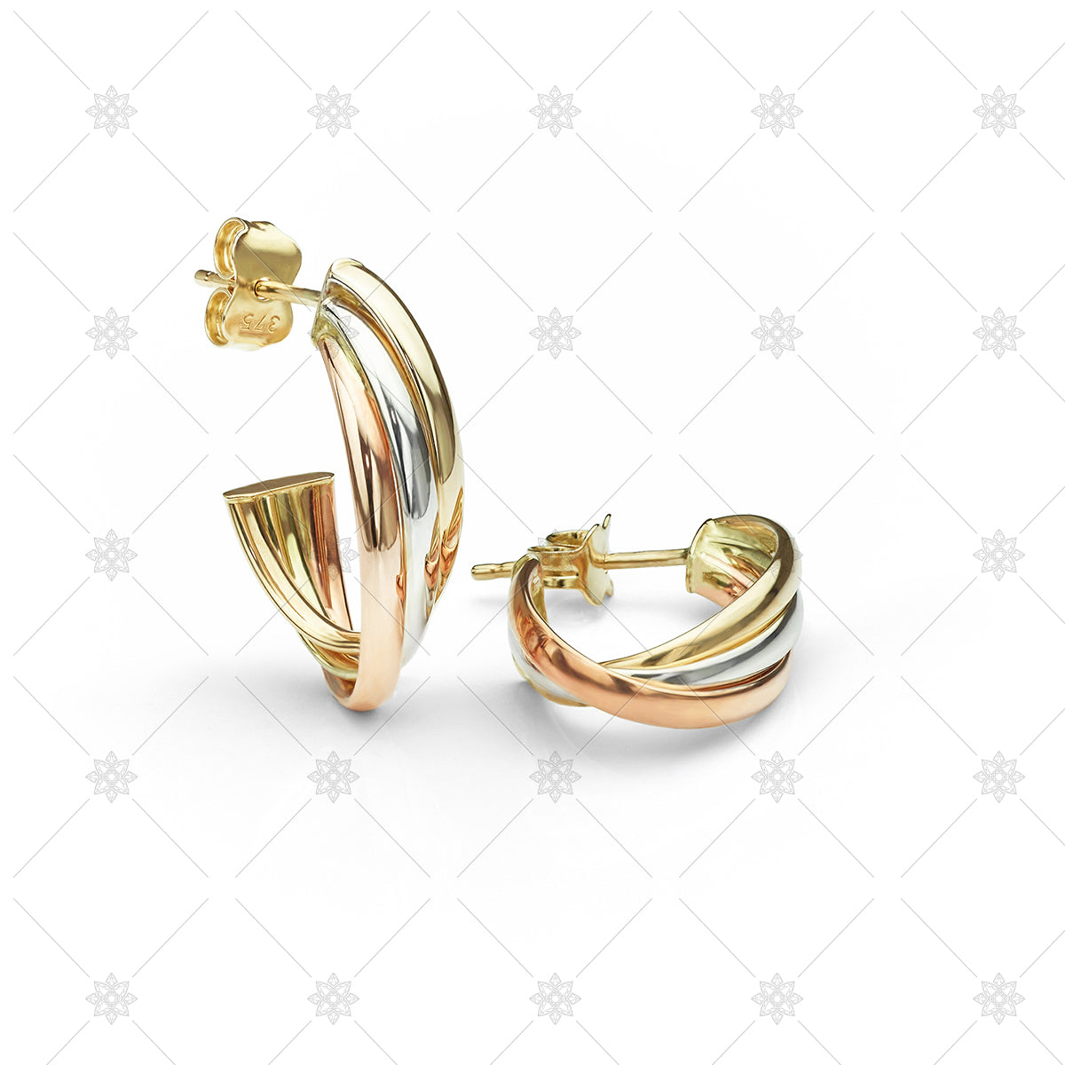 Tri Colour Gold Hoop Earrings - ED1004