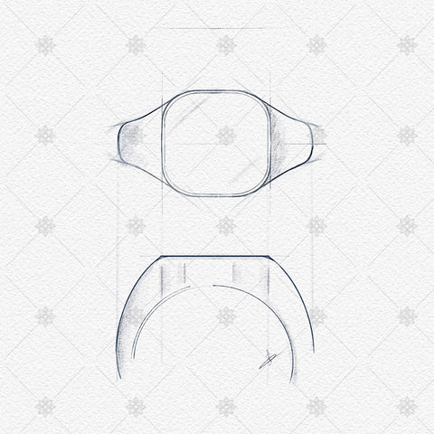 Cushion Signet Ring Sketch- JG4026