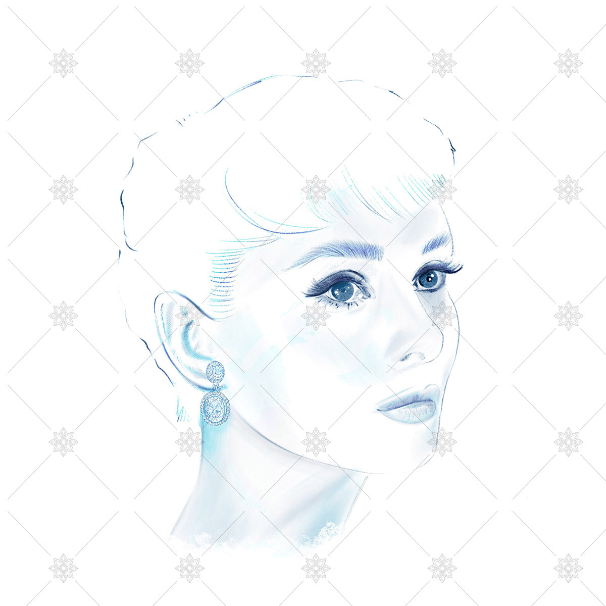 Woman wearing diamond earrings - JG4063