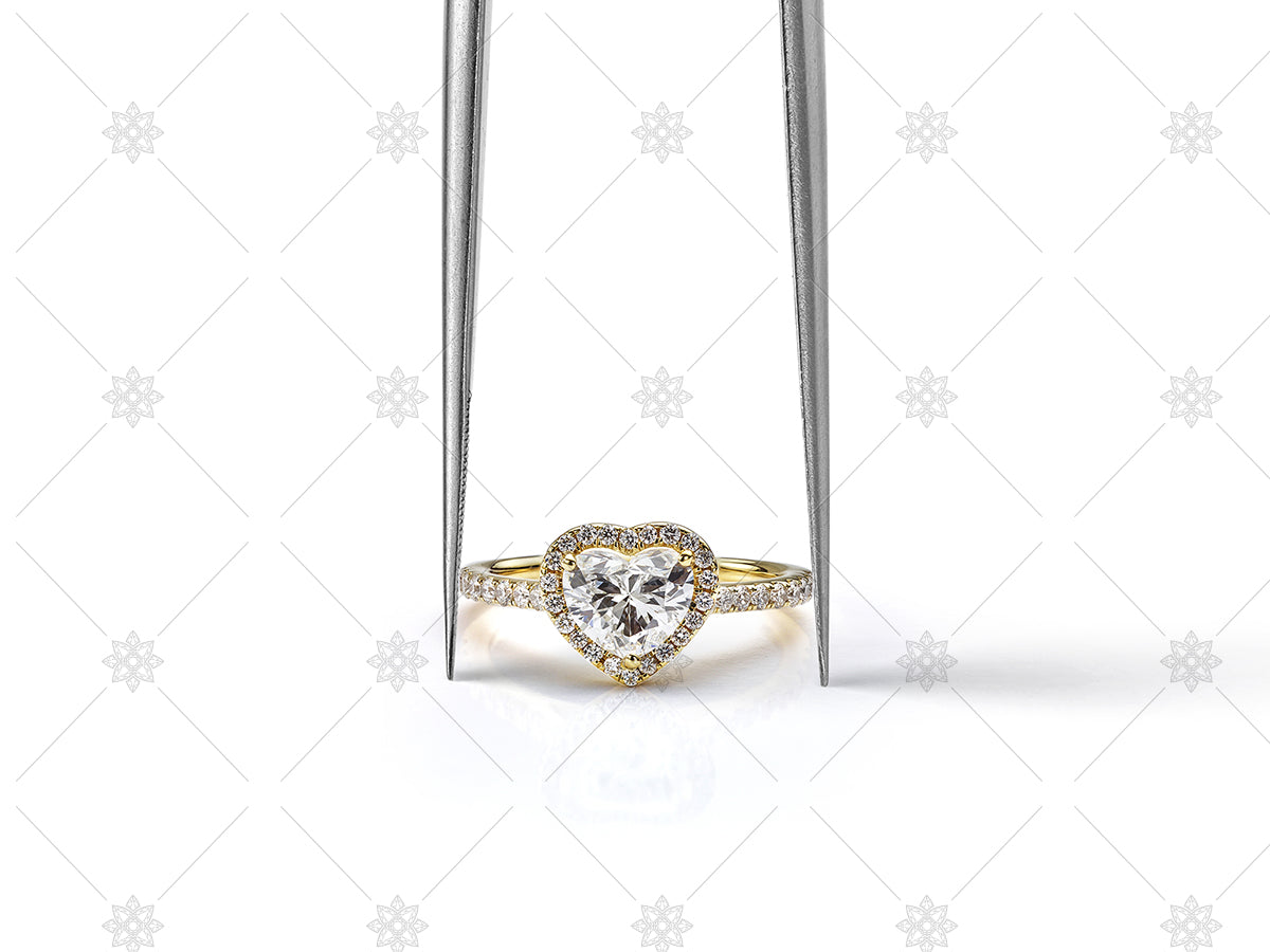 Heart Shaped Diamond Halo Ring in Tweezers - JG4071