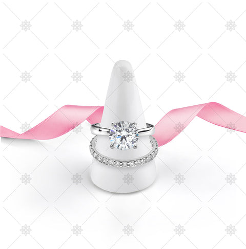 Diamond Rings with Pink Ribbon - JG4081