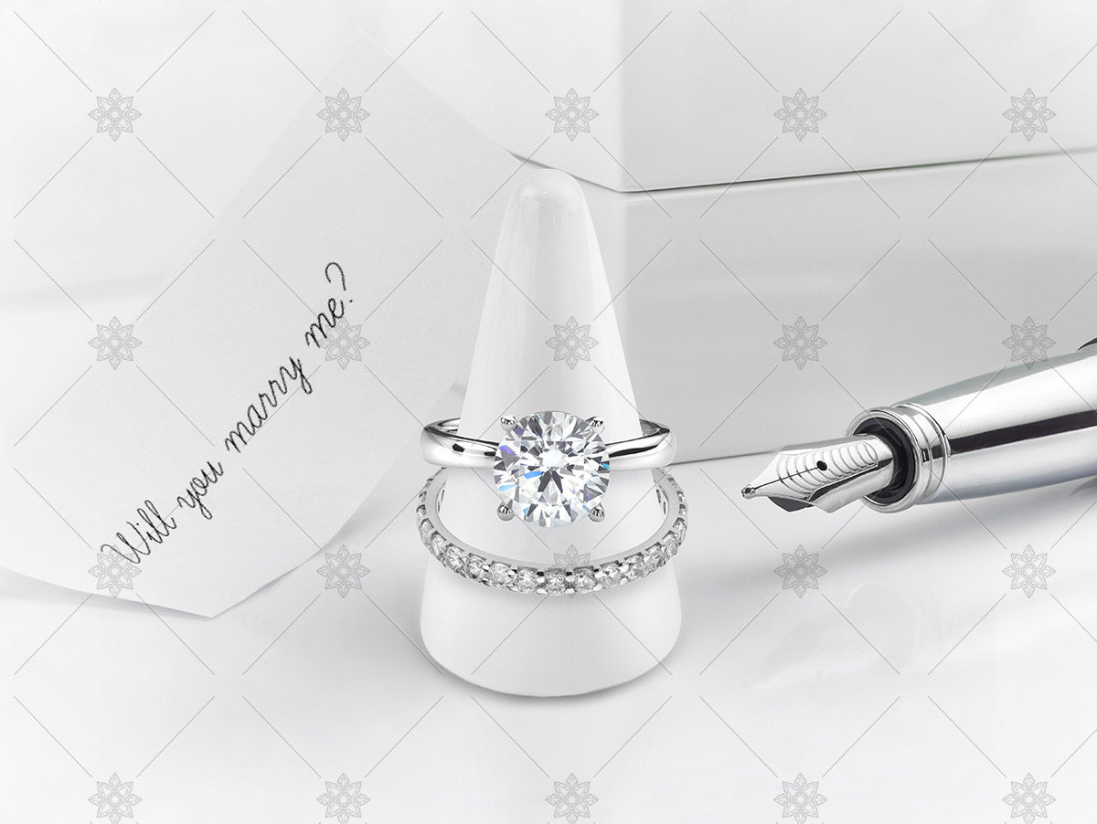 Will You Marry Me? Solitaire Engagement Ring and Diamond Band - JG4083