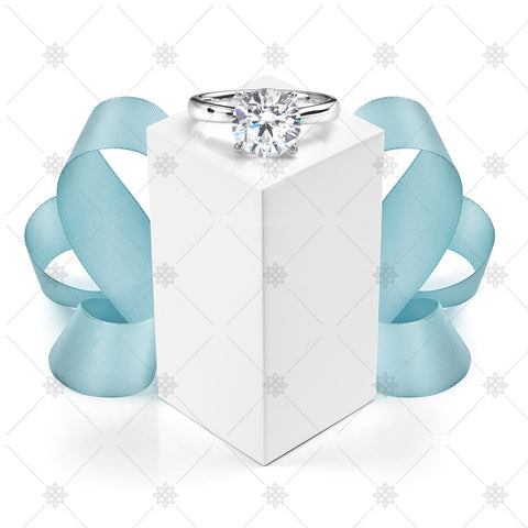 Solitaire Diamond Engagement Ring with Blue Ribbon - JG4085