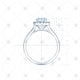 Solitaire Diamond Ring Sketch with measurement guides - JG4087