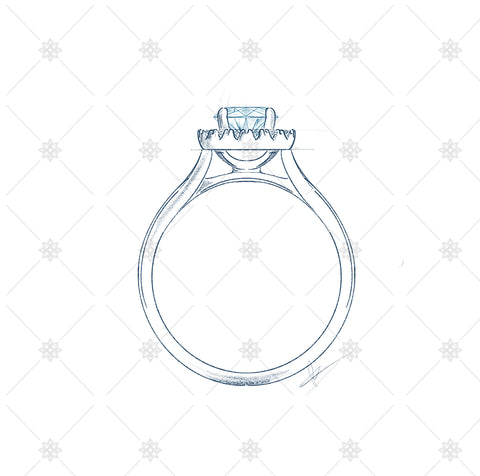 Solitaire Diamond Ring Sketch Side Profile - JG4088