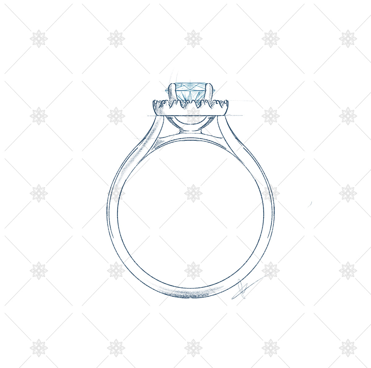 Solitaire Diamond Ring Sketch Side Profile - JG4088