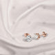 Rose Gold Stud earrings on white silk - NC1007