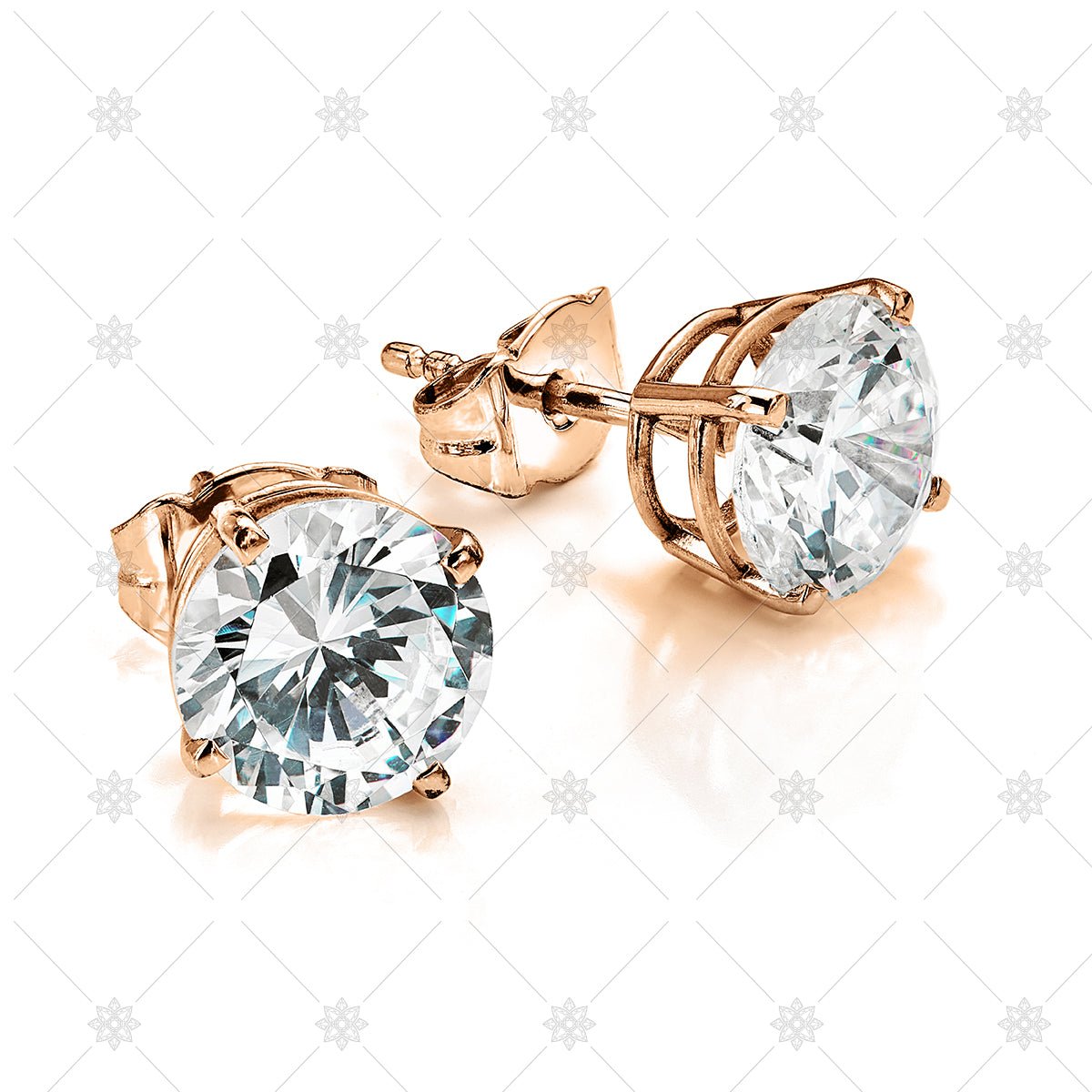 Large Diamond Stud Earrings Rose gold - NE1002