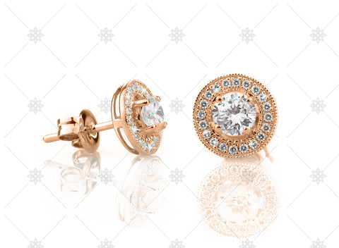 Vintage Halo Earrings Rose Gold - NE1008