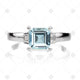 Aquamarine Carre Cut Diamond Ring - NE1016