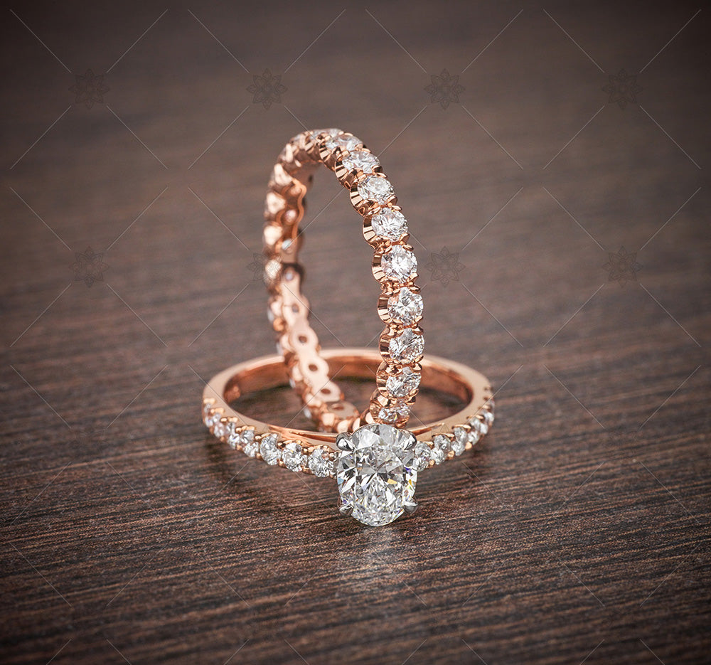 Rose Gold Oval Ring Set  - NE1023