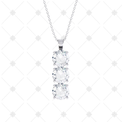 3 stone Diamond Drop Pendant - P0011