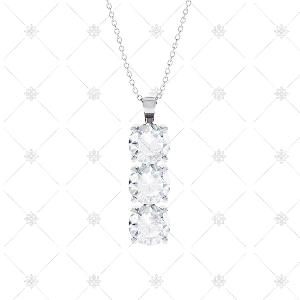 3 stone Diamond Drop Pendant - P0011