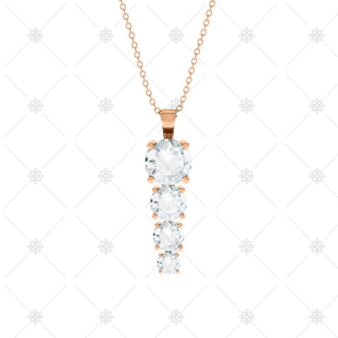 4 stone Diamond Drop Pendant Rose Gold - P0012