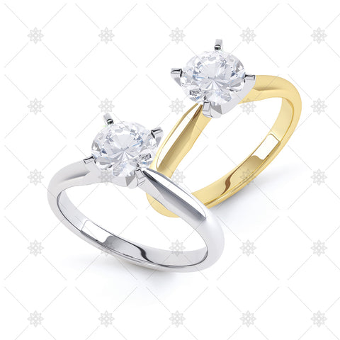 4 Claw Round Diamond Ring - 4010