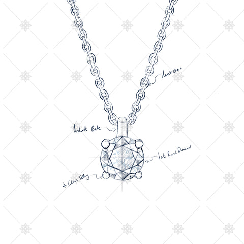 diamond pendant sketch - jewellery drawing