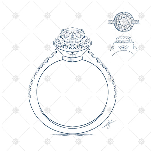 diamond ring sketches ortho views