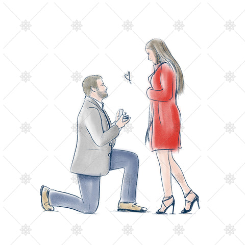 couple getting engaged sketch