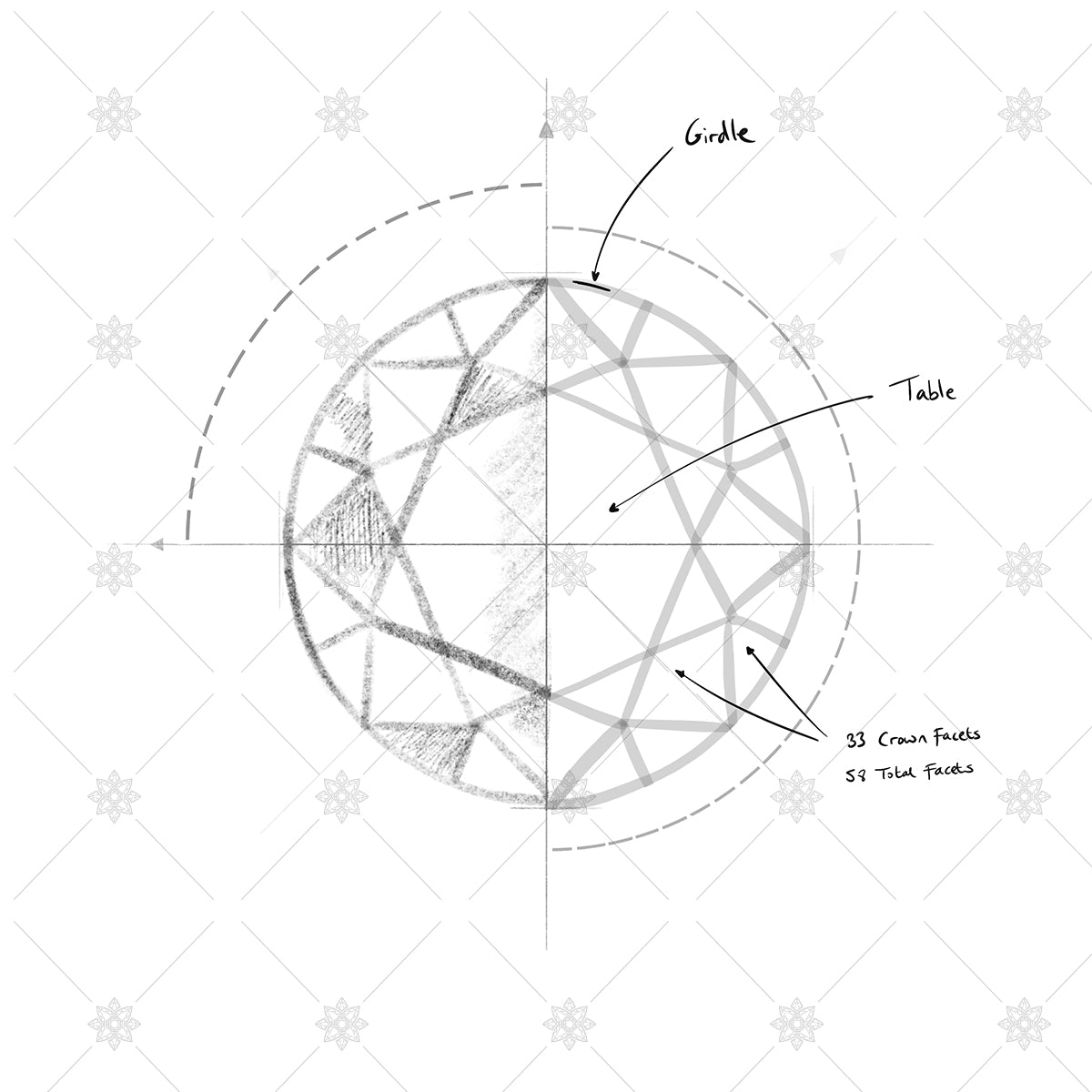 Top view diamond sketch illustration - SK1026